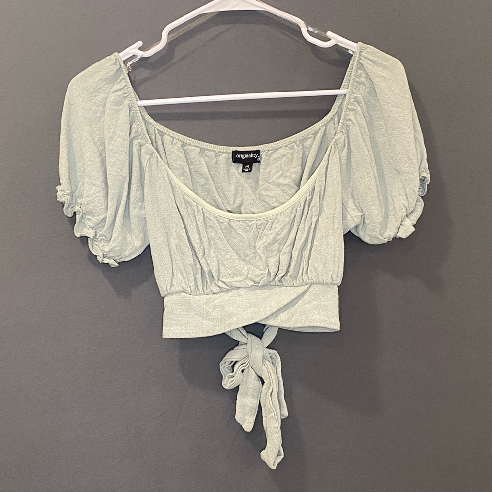 Originality Green Tie Crop Top